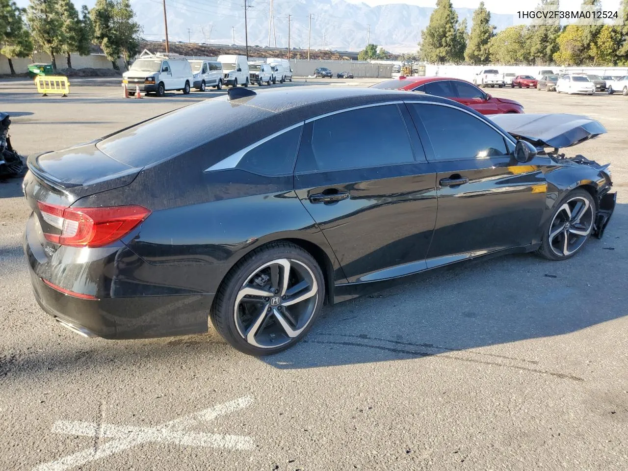 2021 Honda Accord Sport VIN: 1HGCV2F38MA012524 Lot: 75291894