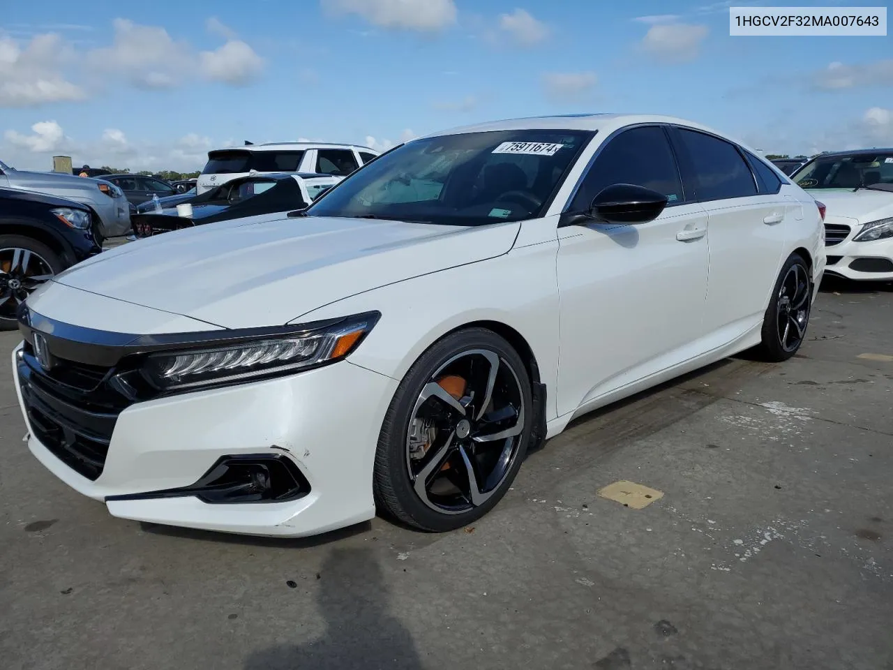 2021 Honda Accord Sport VIN: 1HGCV2F32MA007643 Lot: 75911674