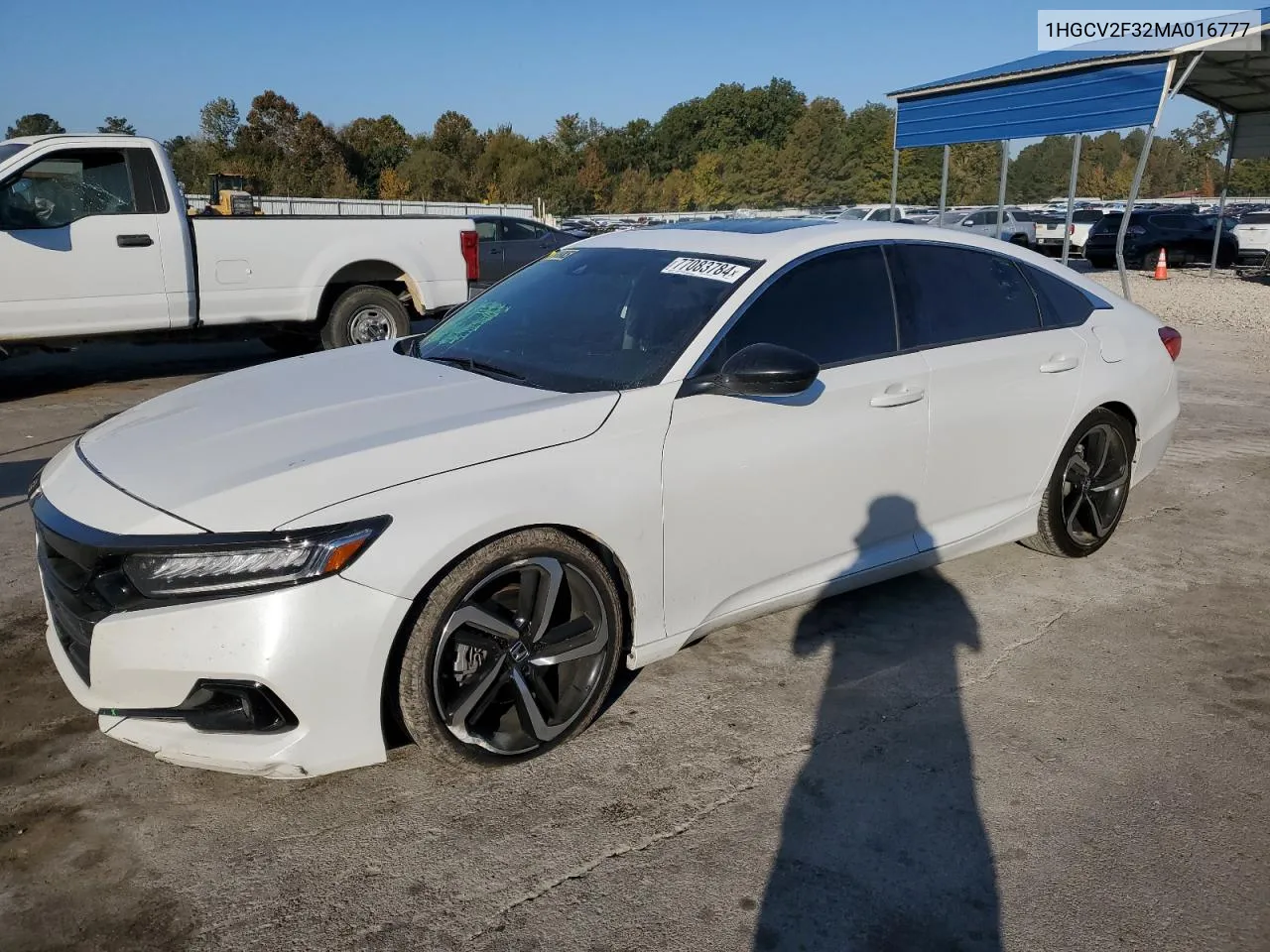 2021 Honda Accord Sport VIN: 1HGCV2F32MA016777 Lot: 77083784