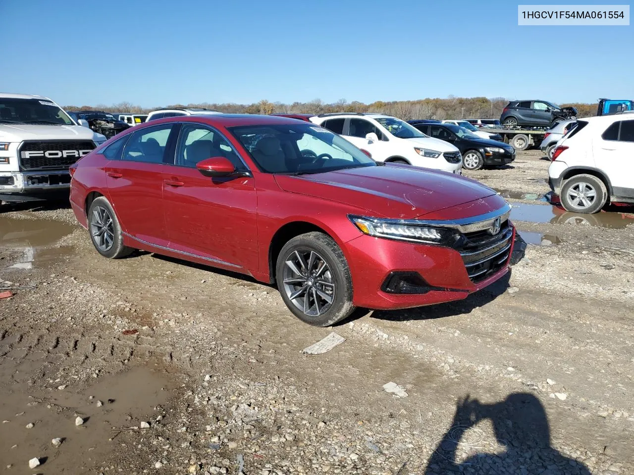 2021 Honda Accord Exl VIN: 1HGCV1F54MA061554 Lot: 80860764