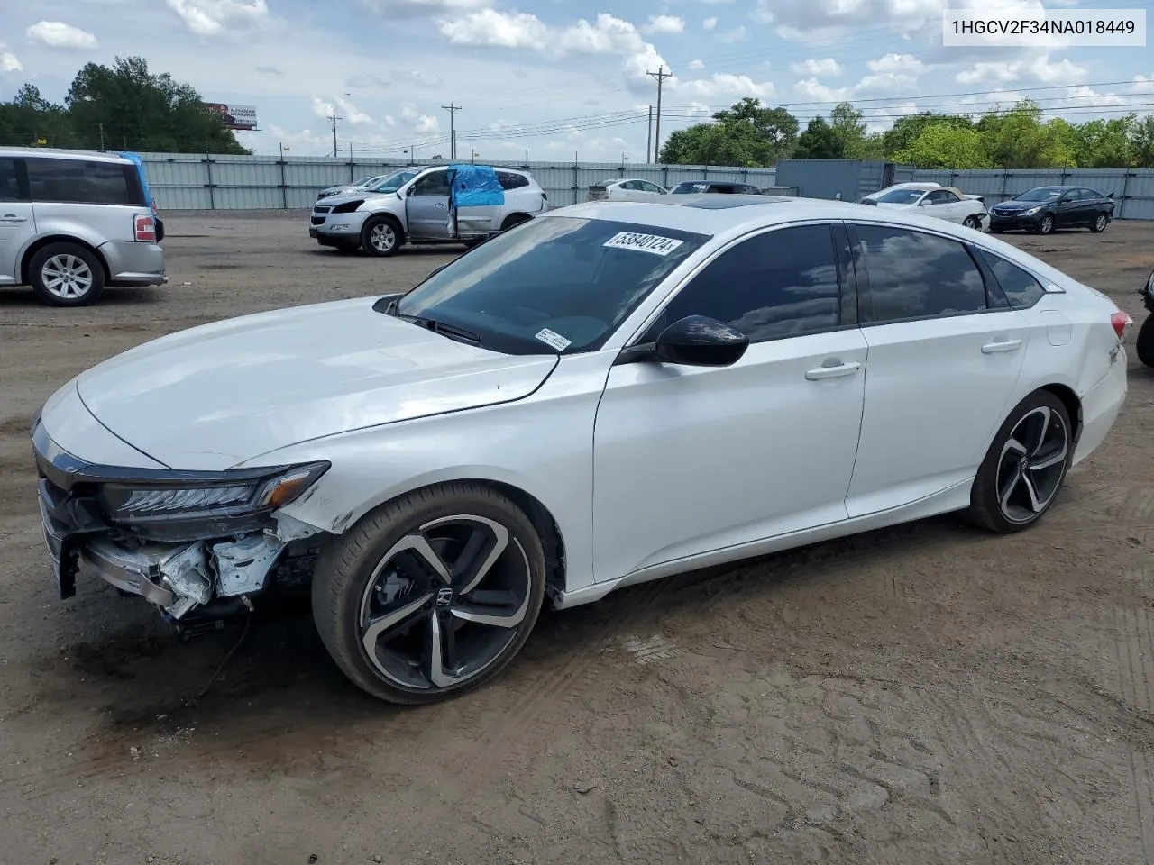 2022 Honda Accord Sport VIN: 1HGCV2F34NA018449 Lot: 53840124