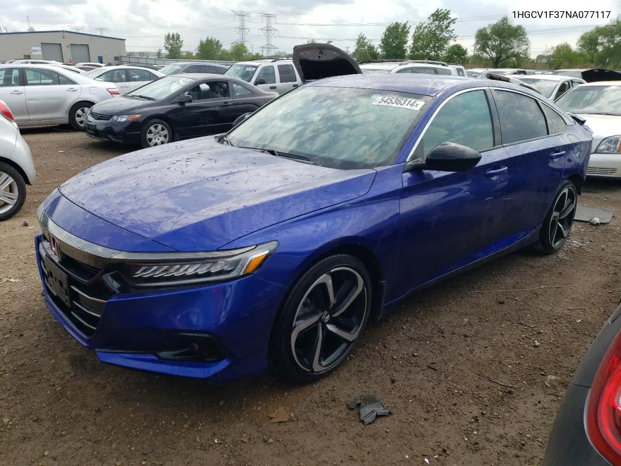 2022 Honda Accord Sport VIN: 1HGCV1F37NA077117 Lot: 54536314