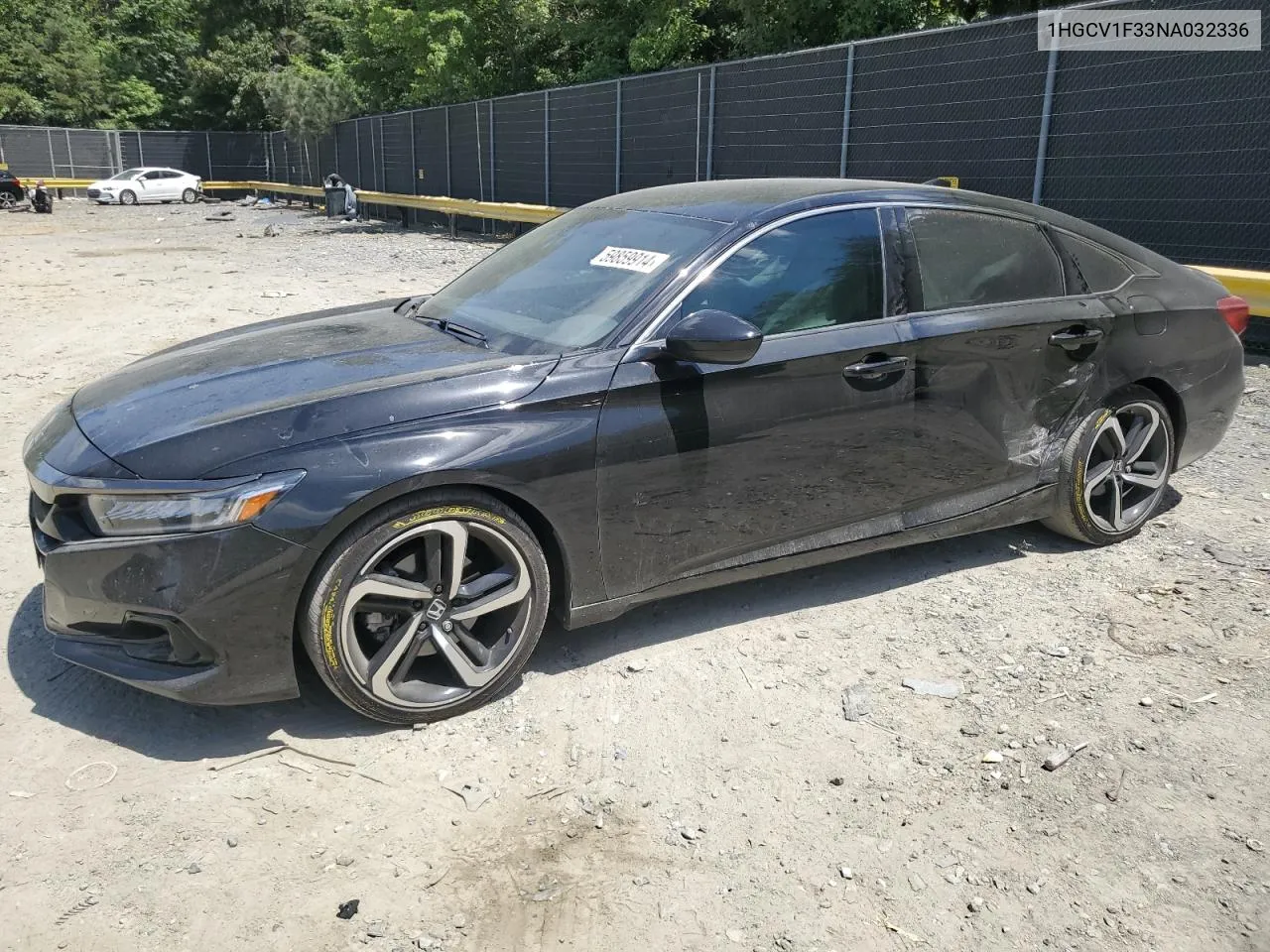 2022 Honda Accord Sport VIN: 1HGCV1F33NA032336 Lot: 59859914