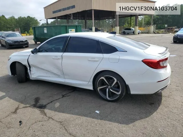 2022 Honda Accord Sport VIN: 1HGCV1F30NA103704 Lot: 61506944