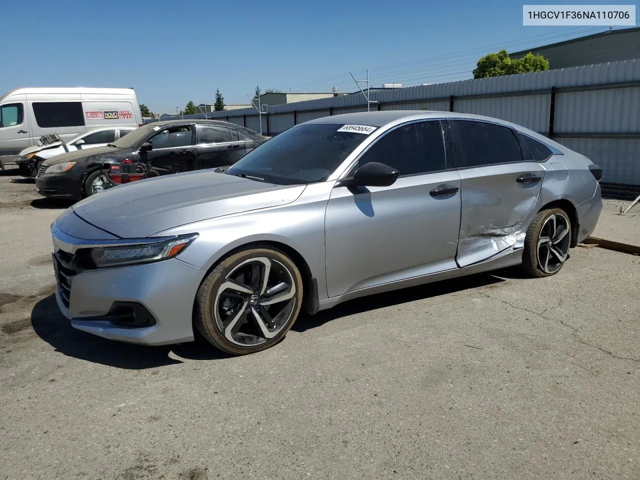 2022 Honda Accord Sport VIN: 1HGCV1F36NA110706 Lot: 68945684