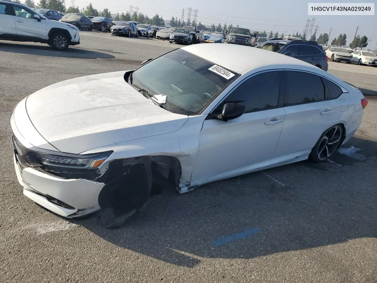 2022 Honda Accord Sport Se VIN: 1HGCV1F43NA029249 Lot: 69482504