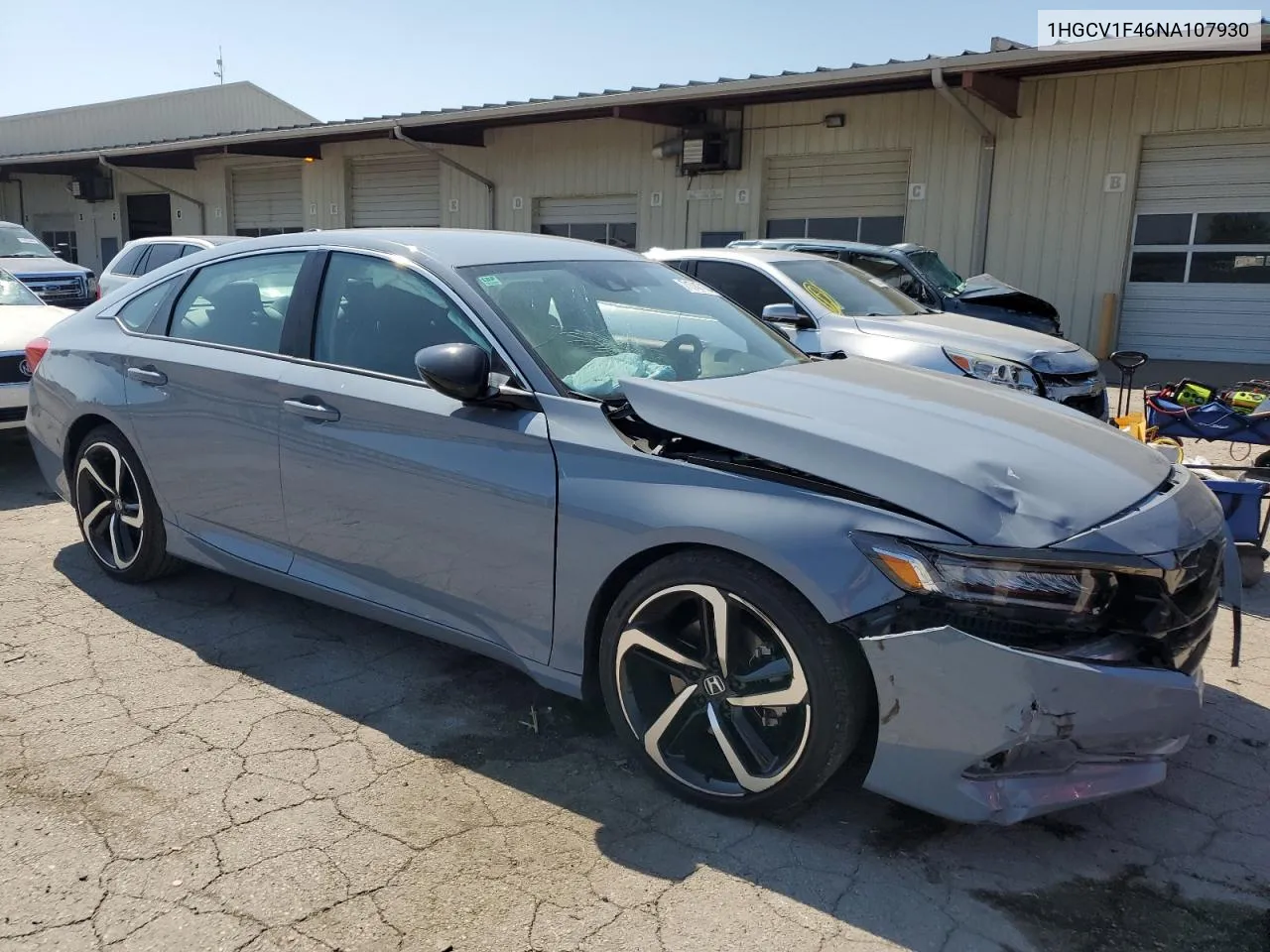 2022 Honda Accord Sport Se VIN: 1HGCV1F46NA107930 Lot: 71747184