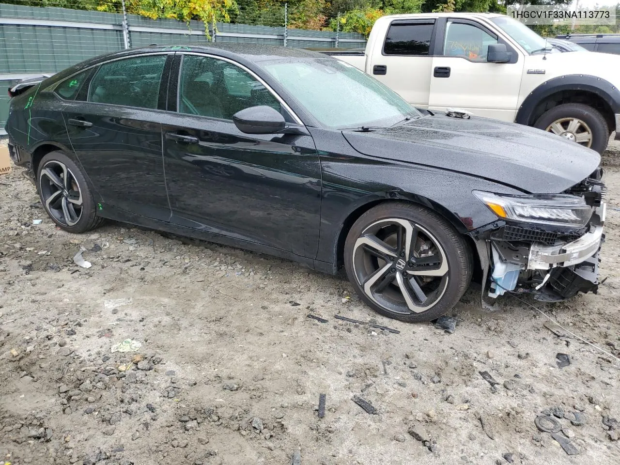 2022 Honda Accord Sport VIN: 1HGCV1F33NA113773 Lot: 72509244