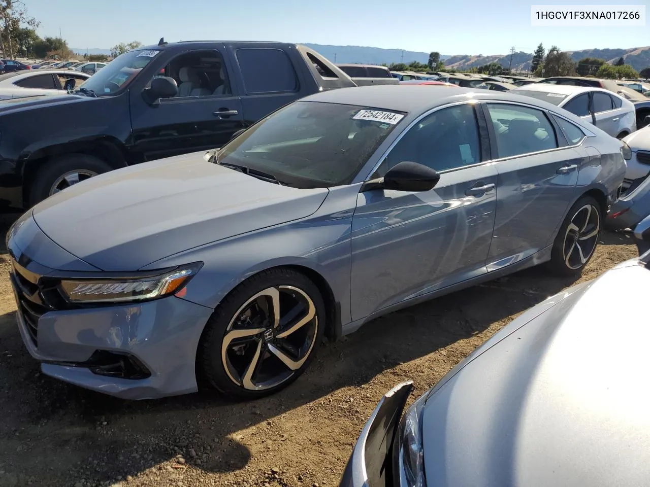 2022 Honda Accord Sport VIN: 1HGCV1F3XNA017266 Lot: 72542184