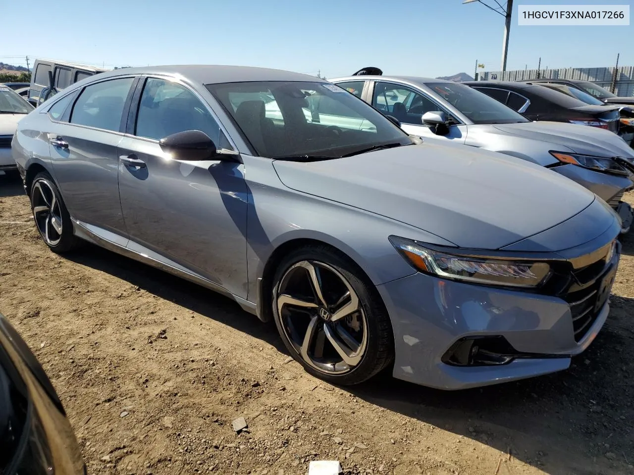 2022 Honda Accord Sport VIN: 1HGCV1F3XNA017266 Lot: 72542184