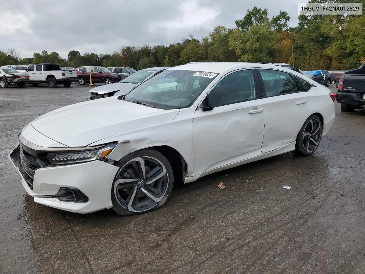 2022 Honda Accord Sport Se VIN: 1HGCV1F42NA012829 Lot: 73039524