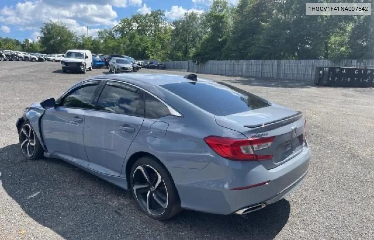 2022 Honda Accord Sport Se VIN: 1HGCV1F41NA007542 Lot: 74134874