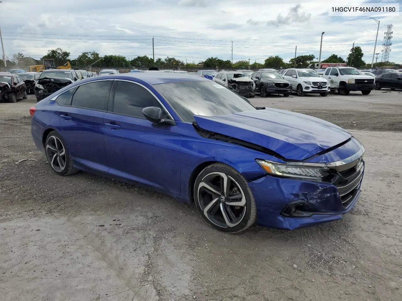 1HGCV1F46NA091180 2022 Honda Accord Sport Se