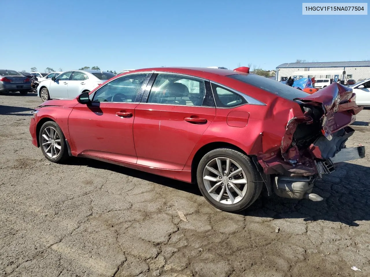 2022 Honda Accord Lx VIN: 1HGCV1F15NA077504 Lot: 75672934