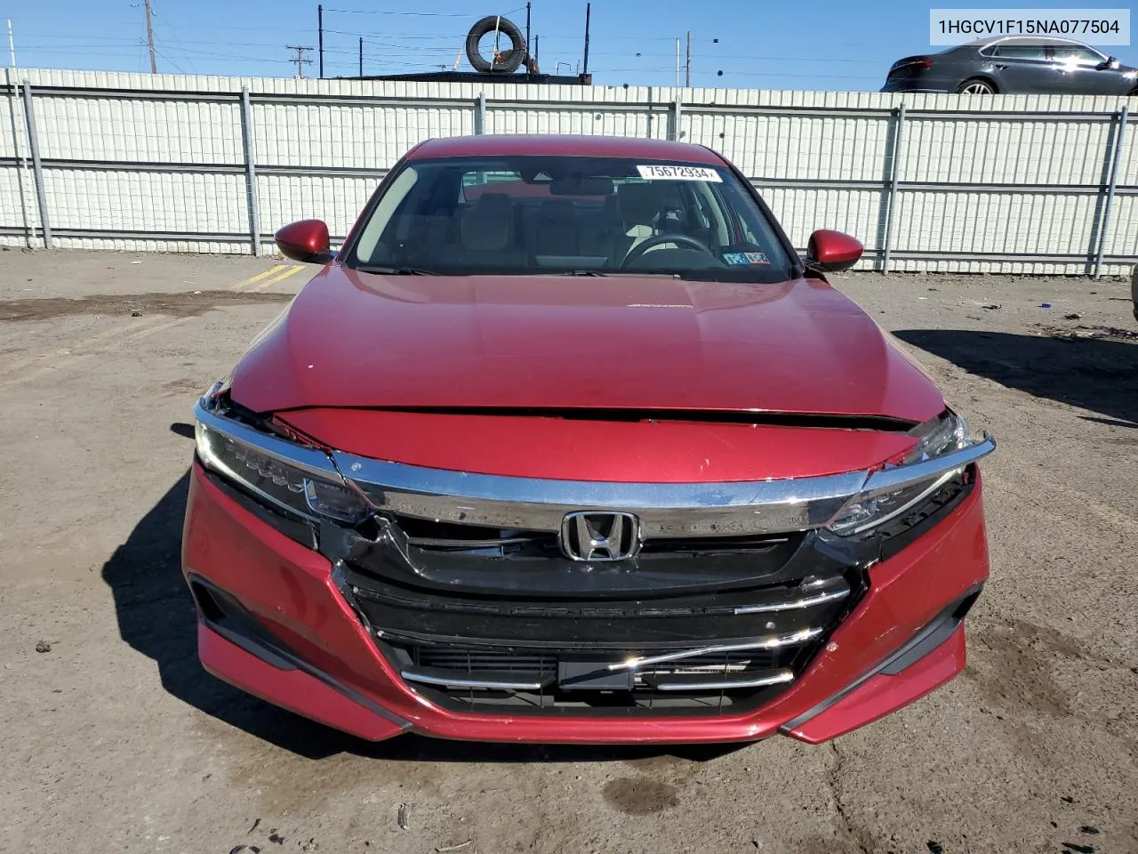 2022 Honda Accord Lx VIN: 1HGCV1F15NA077504 Lot: 75672934