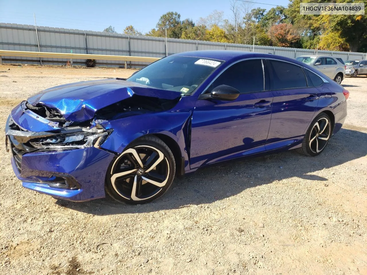 1HGCV1F36NA104839 2022 Honda Accord Sport