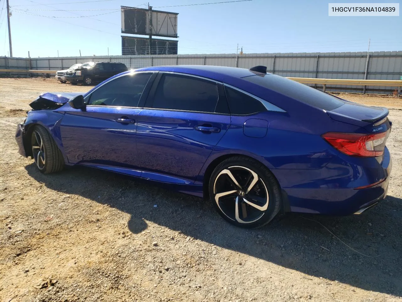 1HGCV1F36NA104839 2022 Honda Accord Sport