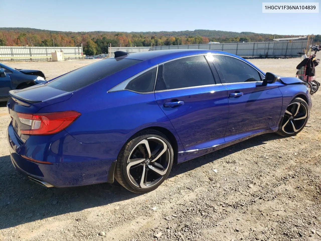 2022 Honda Accord Sport VIN: 1HGCV1F36NA104839 Lot: 77066424