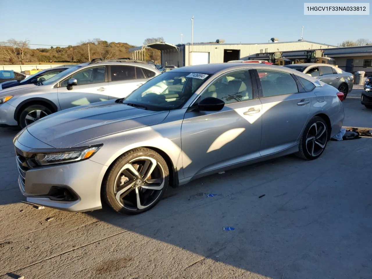 2022 Honda Accord Sport VIN: 1HGCV1F33NA033812 Lot: 77436894