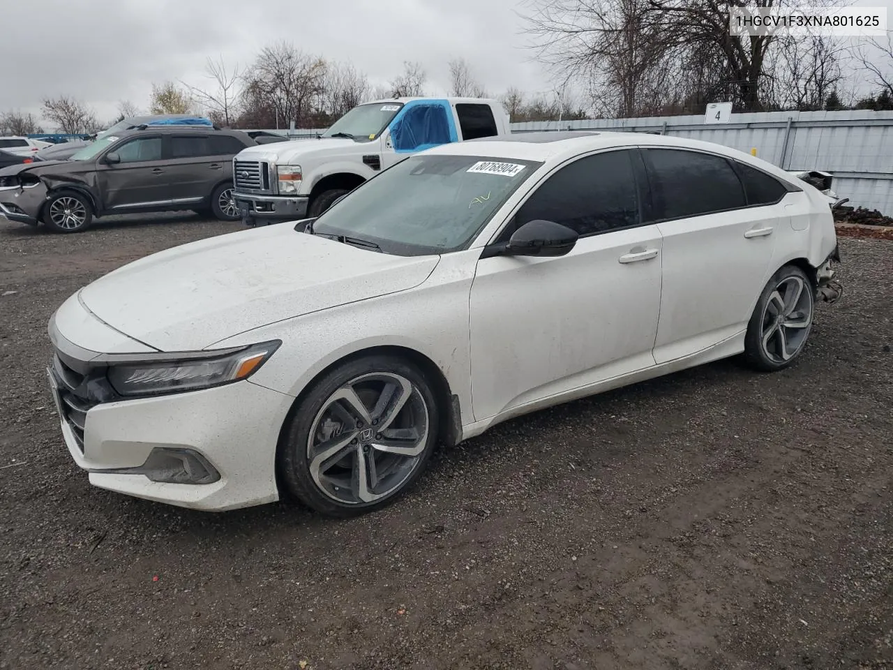 2022 Honda Accord Sport VIN: 1HGCV1F3XNA801625 Lot: 80768904