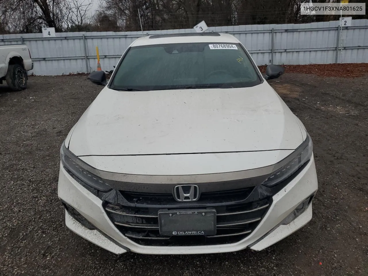 2022 Honda Accord Sport VIN: 1HGCV1F3XNA801625 Lot: 80768904