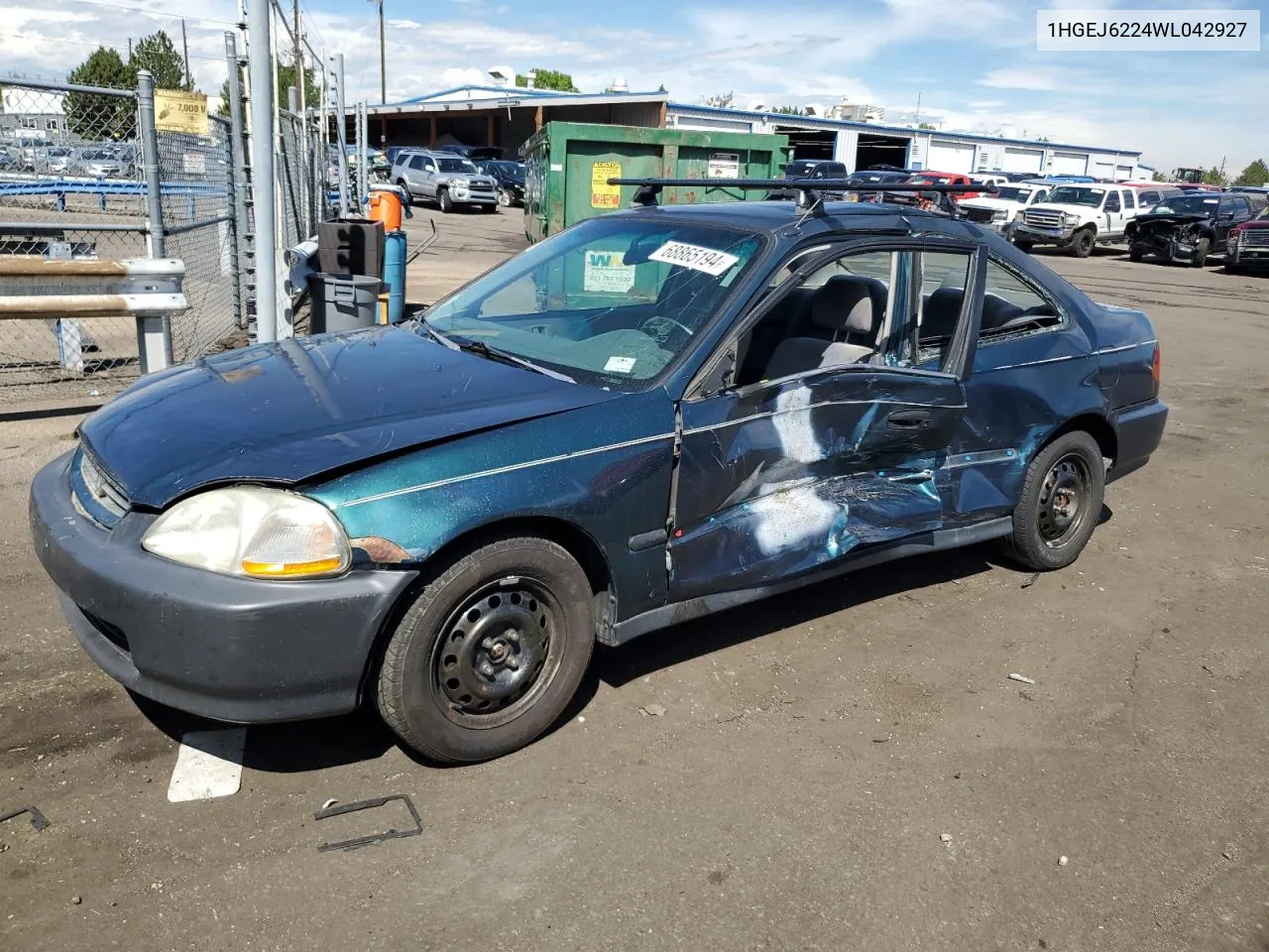 1998 Honda Civic Dx VIN: 1HGEJ6224WL042927 Lot: 68865194