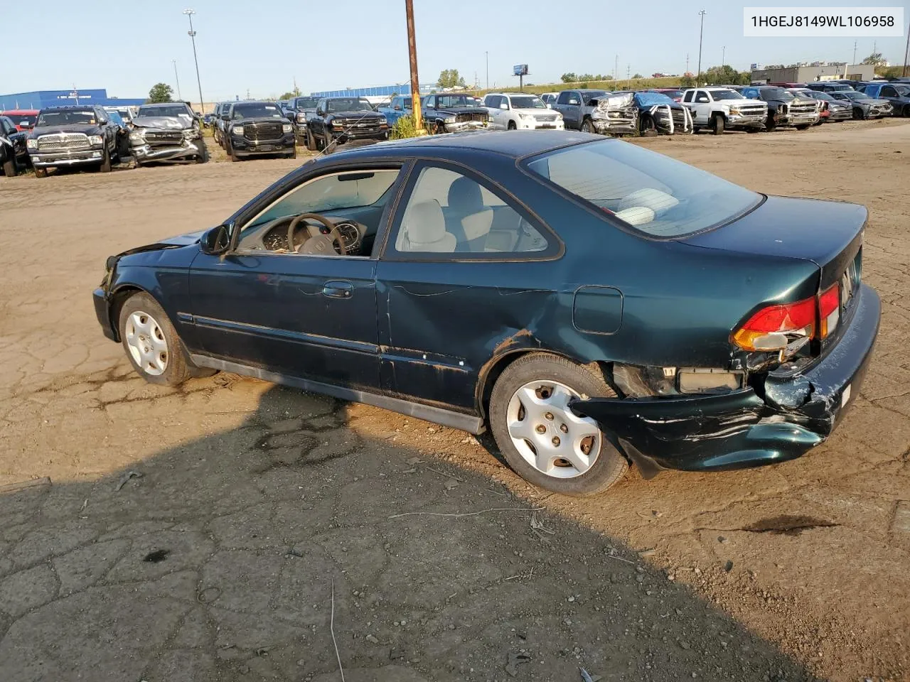 1998 Honda Civic Ex VIN: 1HGEJ8149WL106958 Lot: 70146834