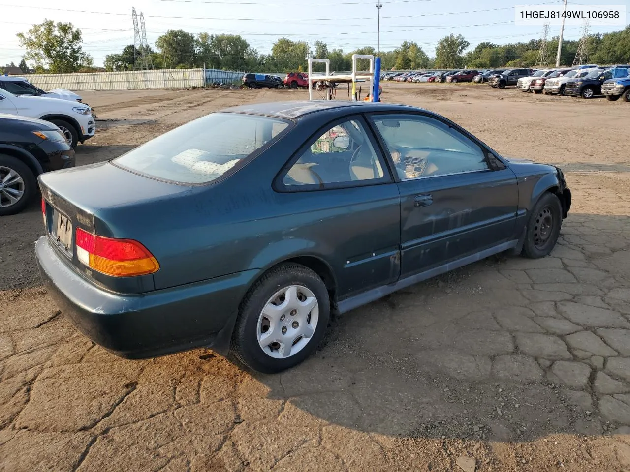 1998 Honda Civic Ex VIN: 1HGEJ8149WL106958 Lot: 70146834