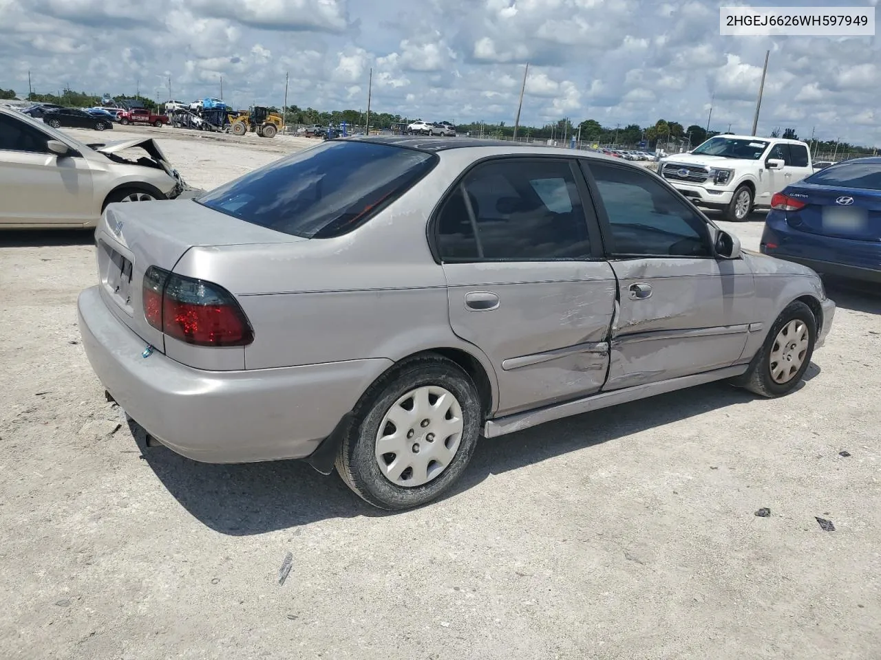 1998 Honda Civic Dx VIN: 2HGEJ6626WH597949 Lot: 71172154