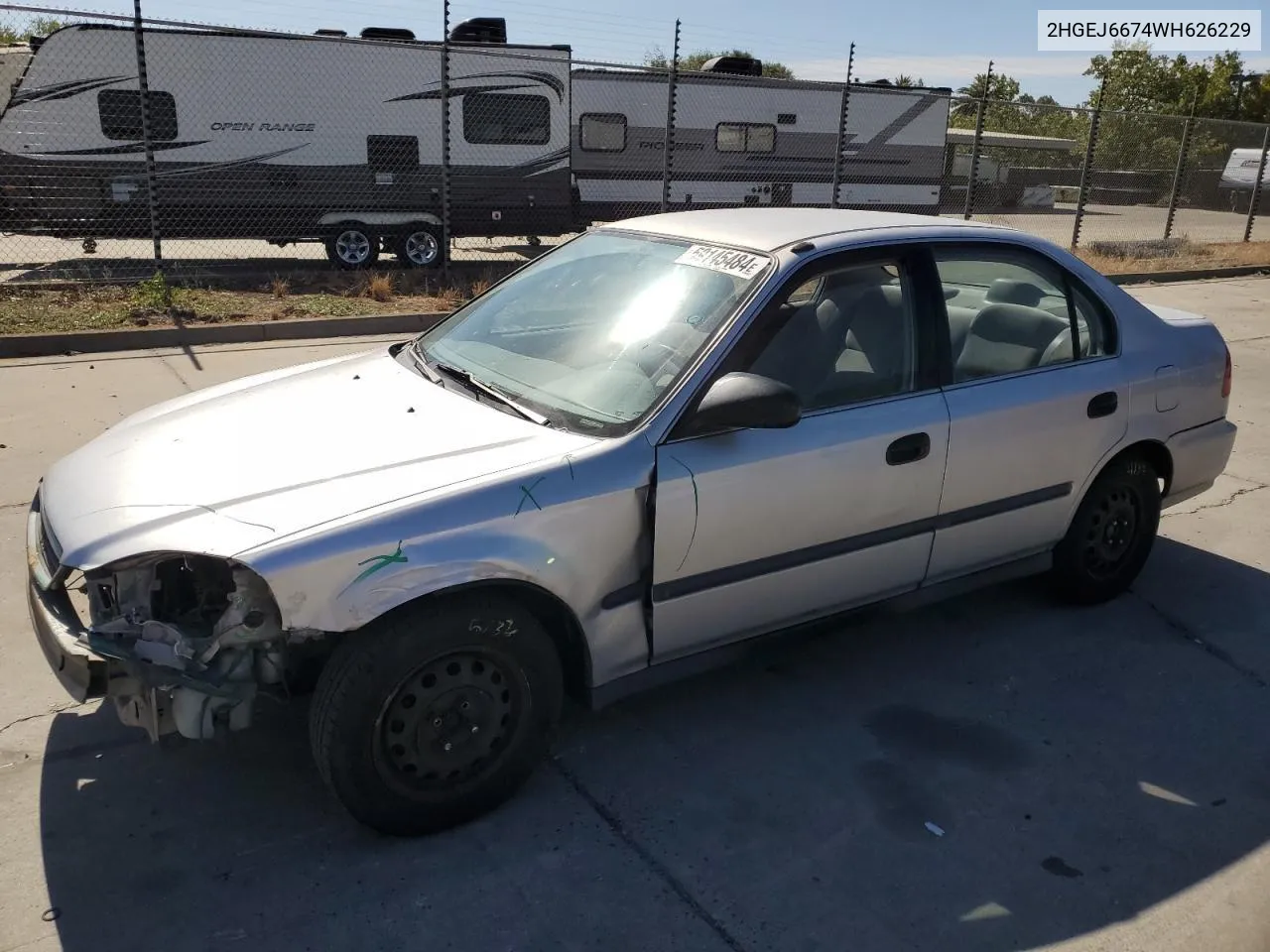 1998 Honda Civic Lx VIN: 2HGEJ6674WH626229 Lot: 72014734