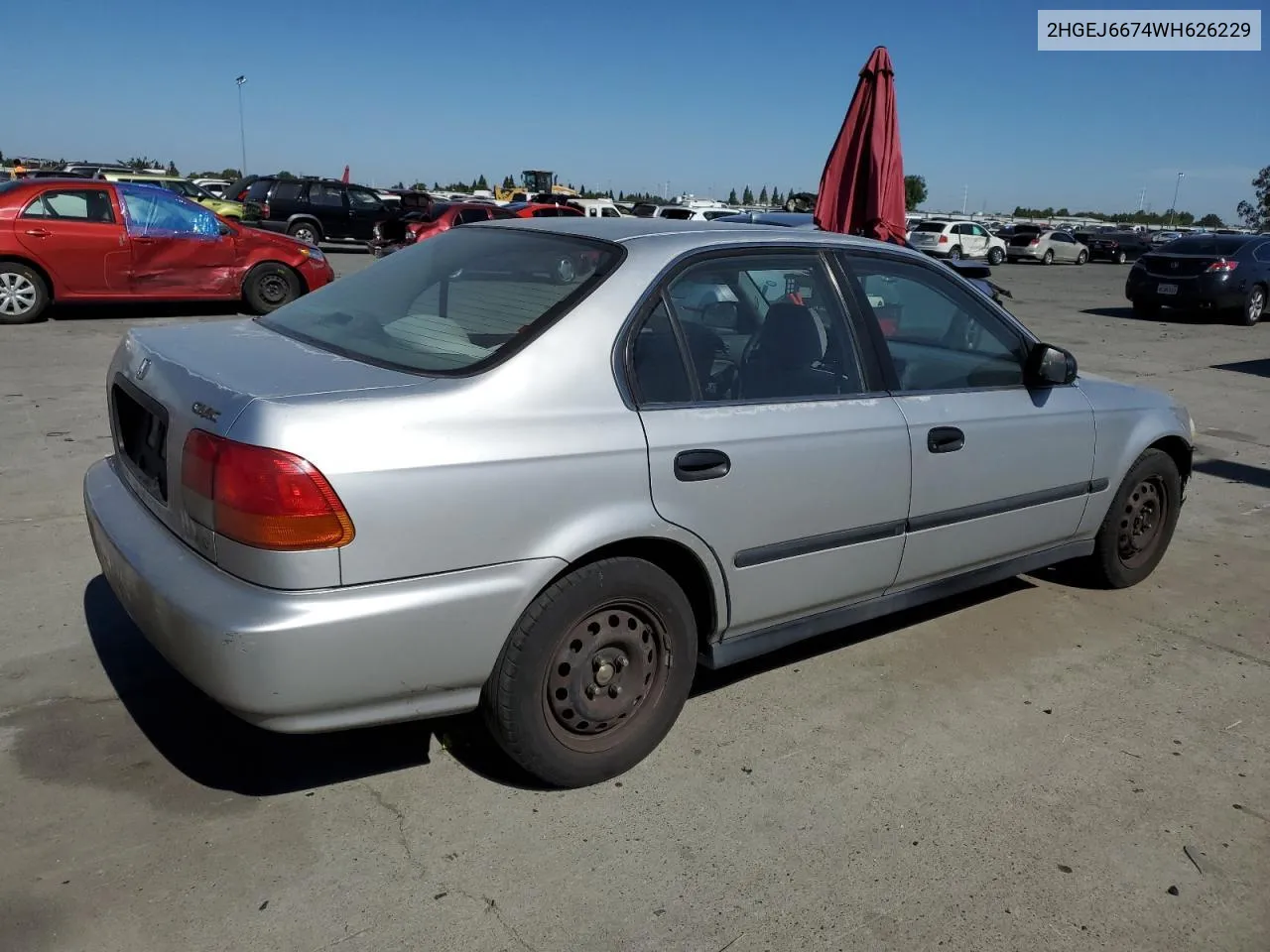 1998 Honda Civic Lx VIN: 2HGEJ6674WH626229 Lot: 72014734