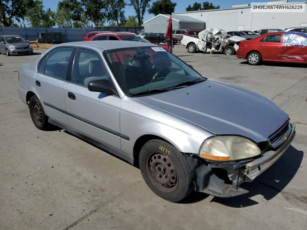 1998 Honda Civic Lx VIN: 2HGEJ6674WH626229 Lot: 72014734