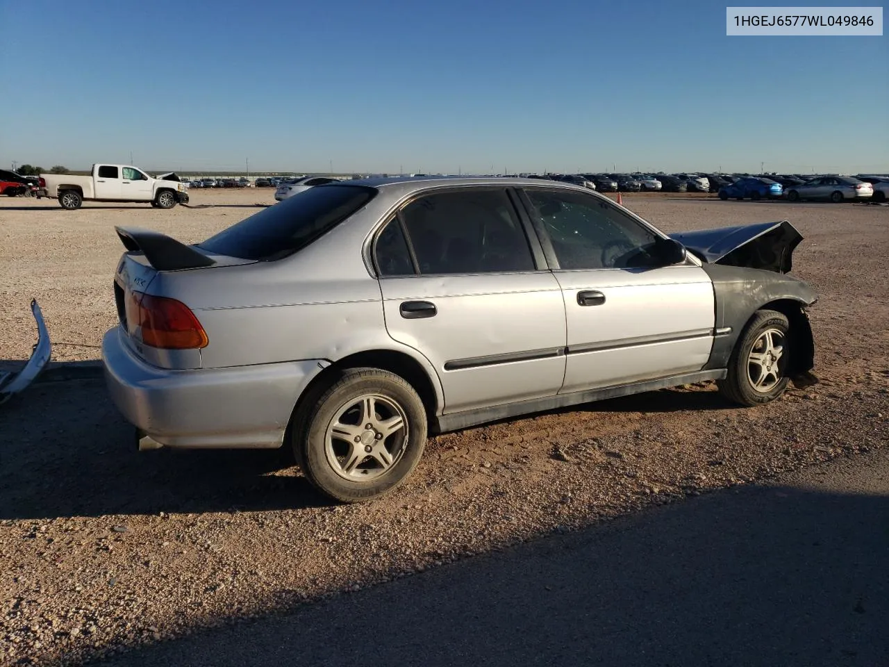 1998 Honda Civic Lx VIN: 1HGEJ6577WL049846 Lot: 72406804