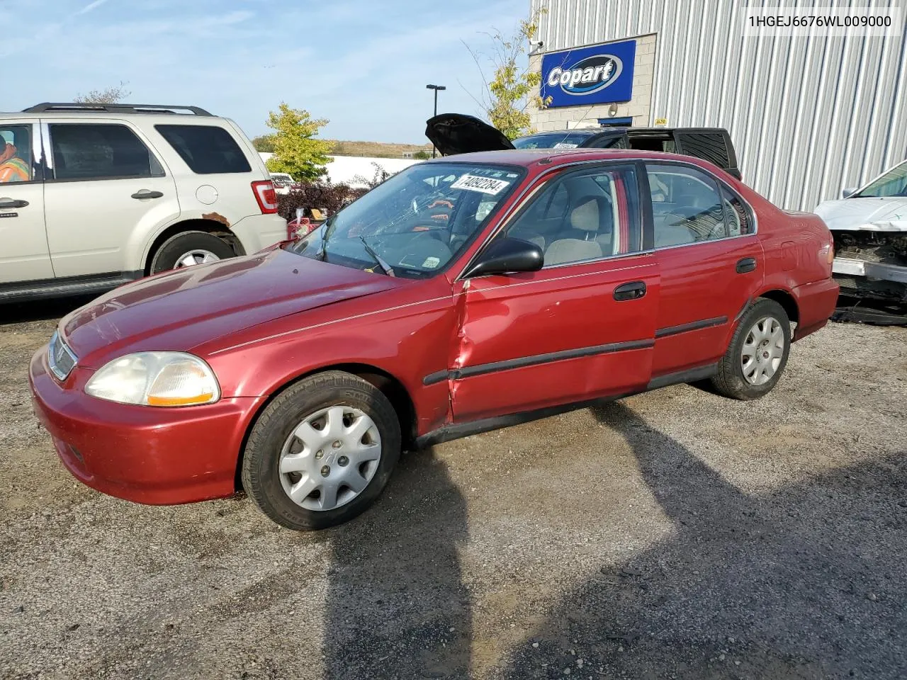 1998 Honda Civic Lx VIN: 1HGEJ6676WL009000 Lot: 74092284