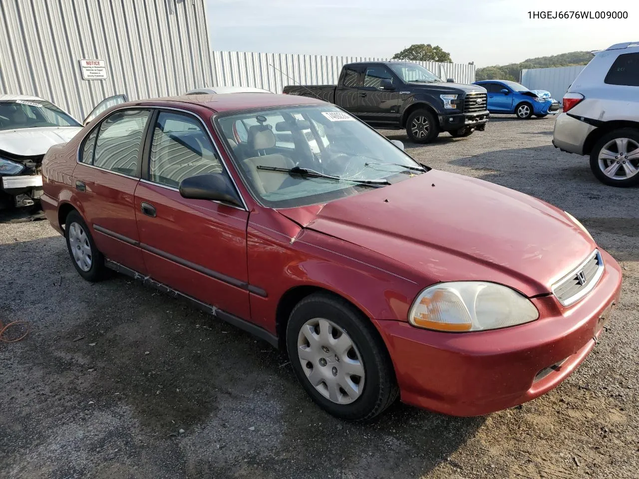 1998 Honda Civic Lx VIN: 1HGEJ6676WL009000 Lot: 74092284