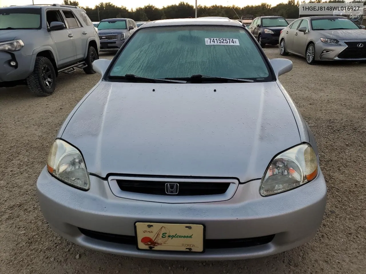 1998 Honda Civic Ex VIN: 1HGEJ8148WL016927 Lot: 74152574