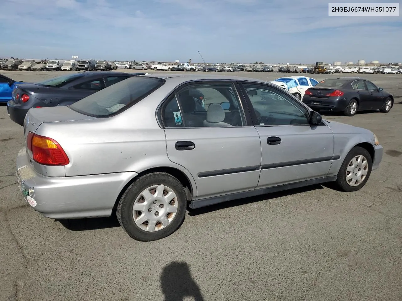 1998 Honda Civic Lx VIN: 2HGEJ6674WH551077 Lot: 75777584