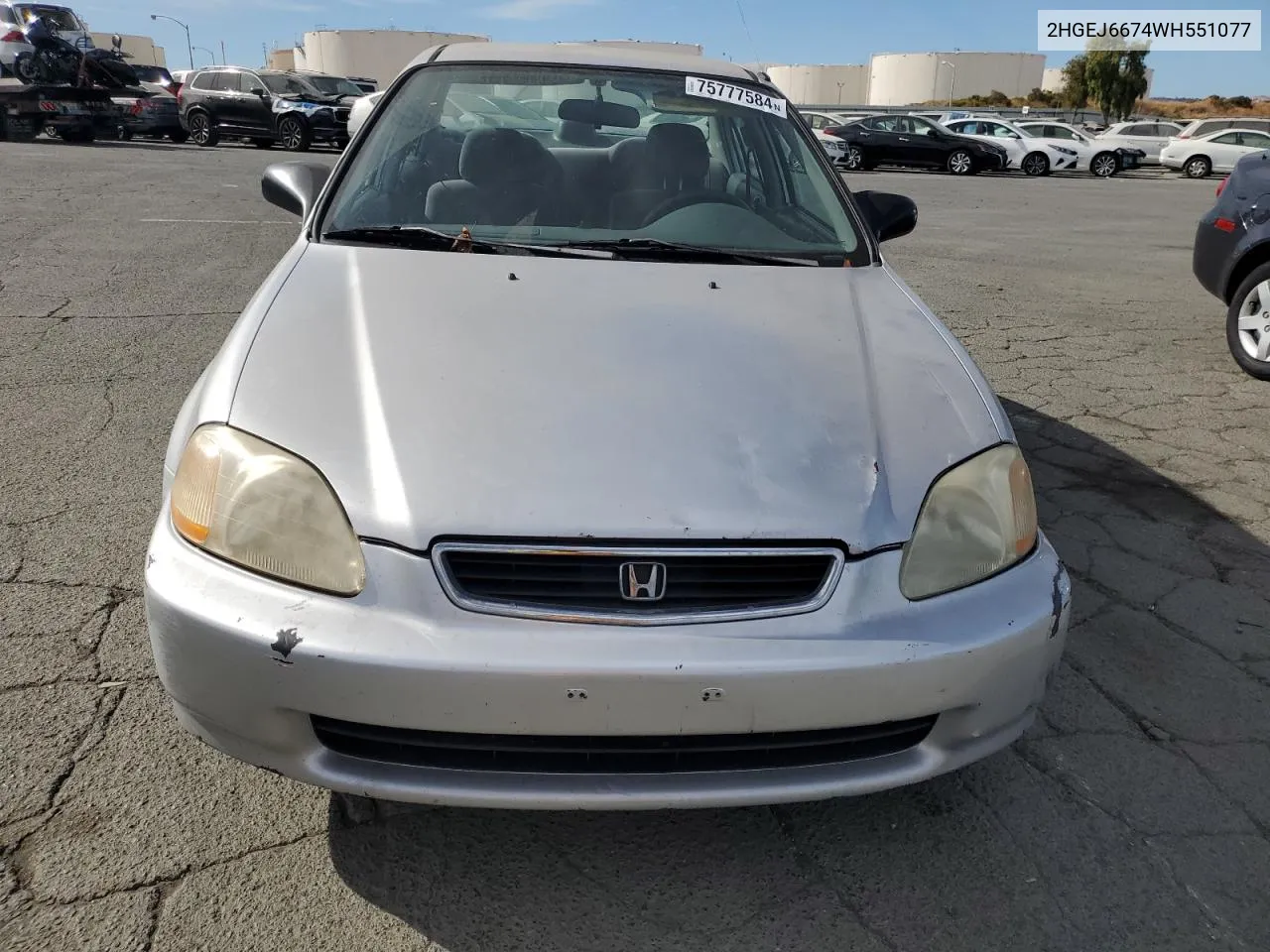 1998 Honda Civic Lx VIN: 2HGEJ6674WH551077 Lot: 75777584