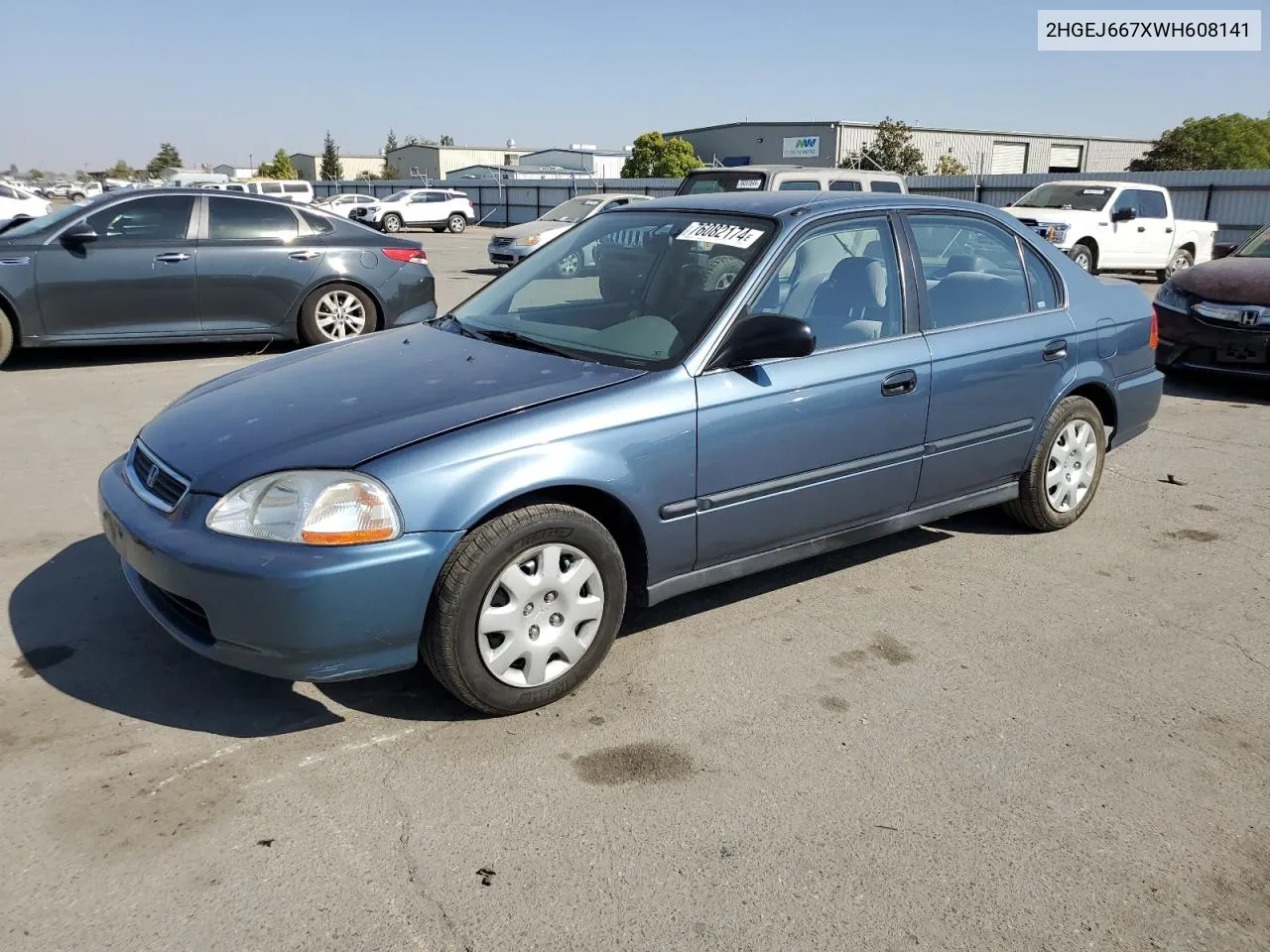 1998 Honda Civic Lx VIN: 2HGEJ667XWH608141 Lot: 76082174