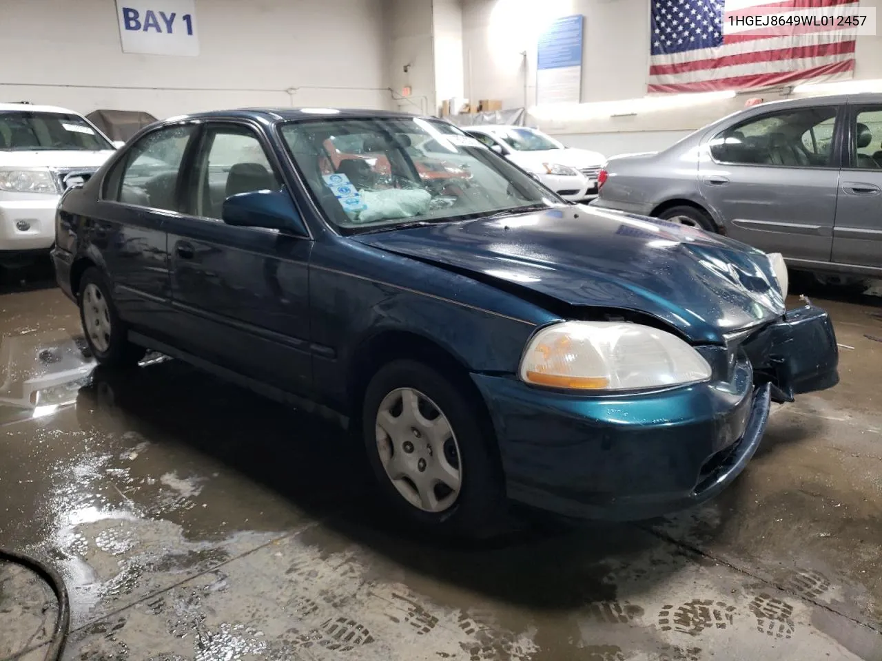 1998 Honda Civic Ex VIN: 1HGEJ8649WL012457 Lot: 76780314