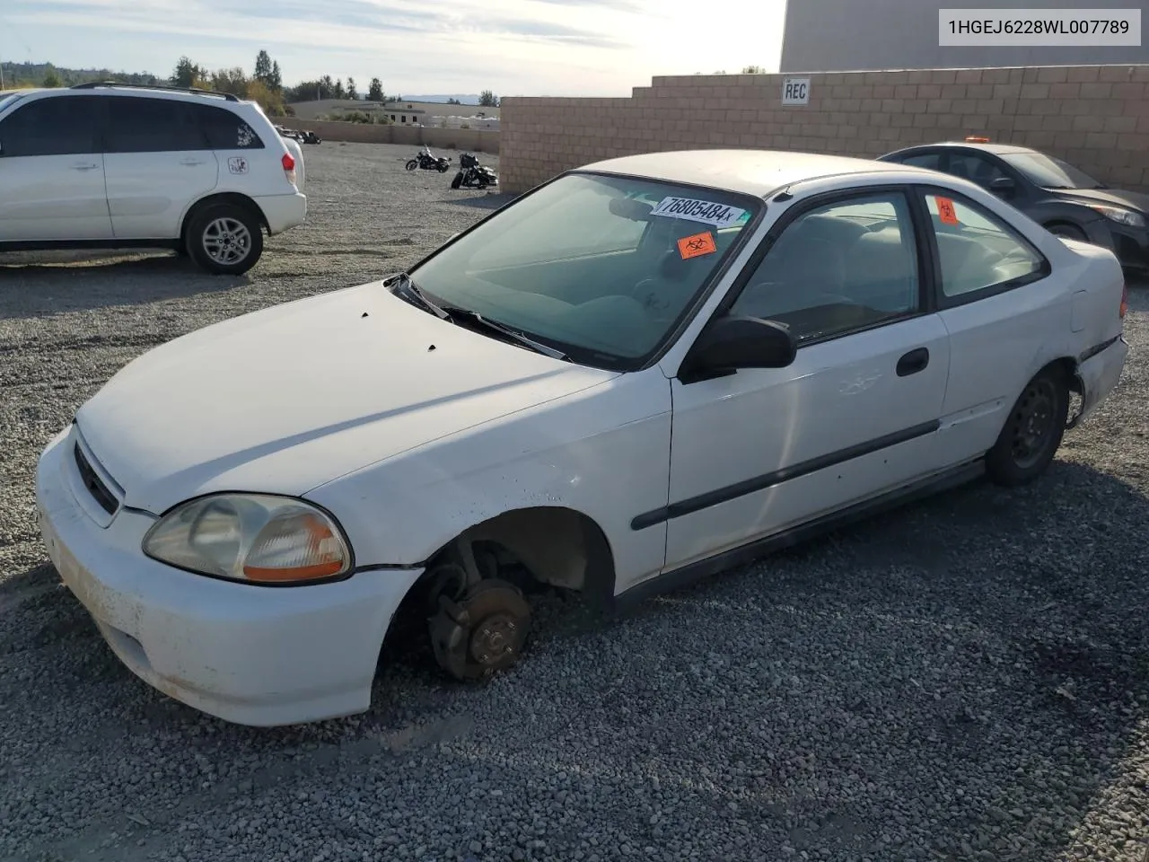 1998 Honda Civic Dx VIN: 1HGEJ6228WL007789 Lot: 76805484