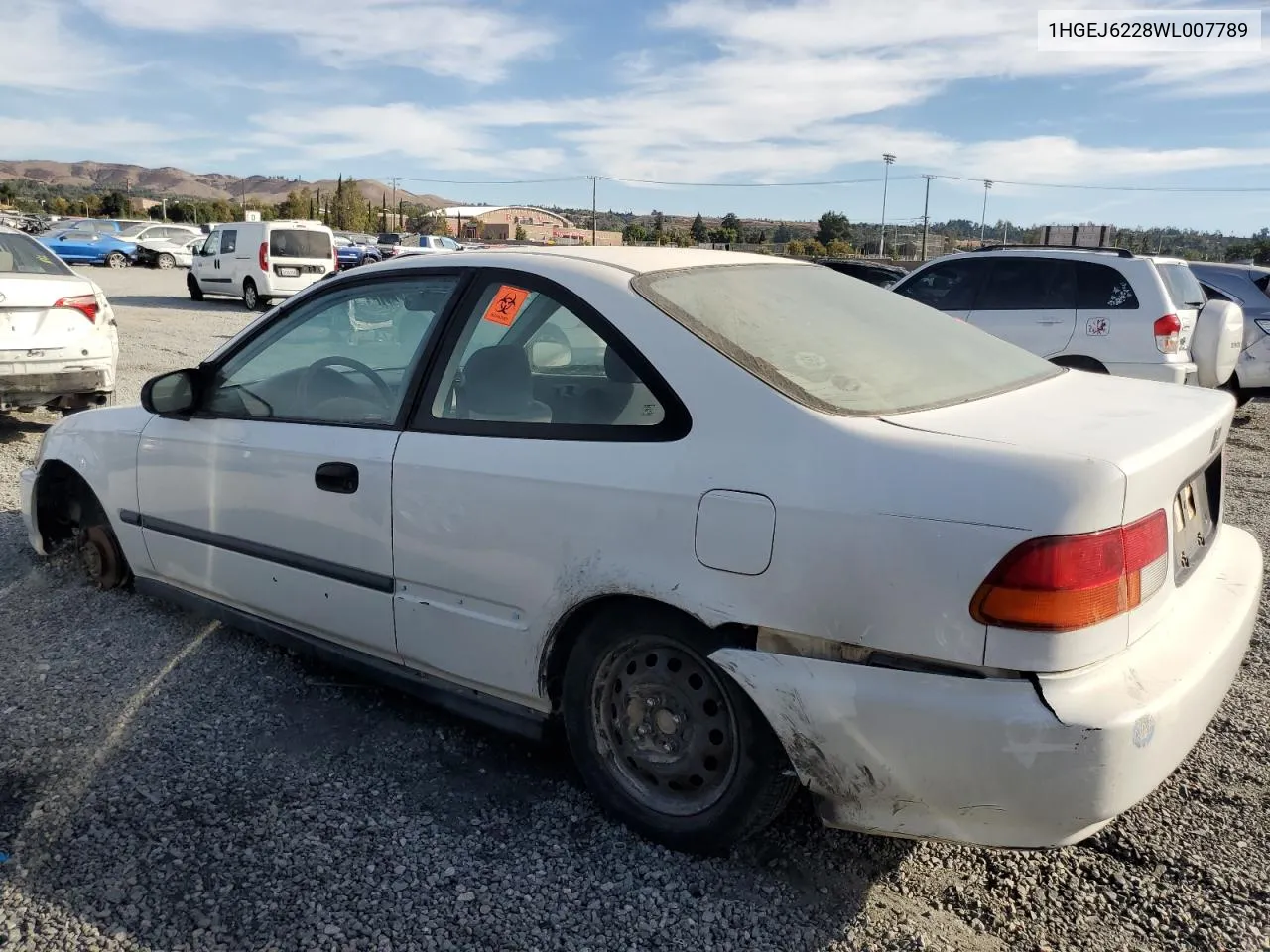 1998 Honda Civic Dx VIN: 1HGEJ6228WL007789 Lot: 76805484