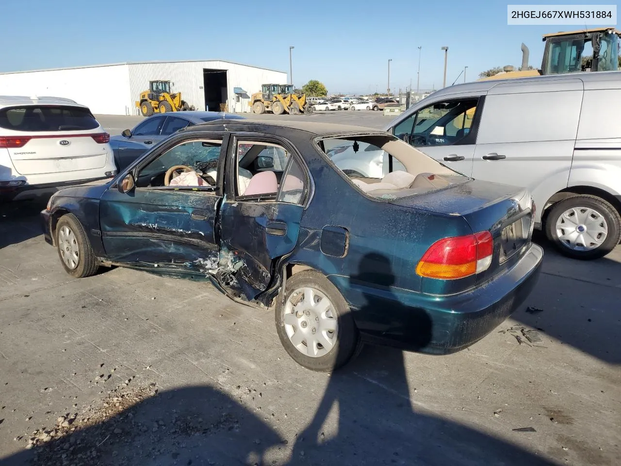 1998 Honda Civic Lx VIN: 2HGEJ667XWH531884 Lot: 77210074