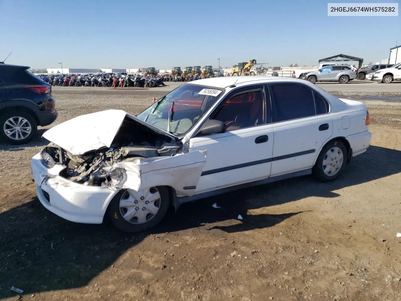 1998 Honda Civic Lx VIN: 2HGEJ6674WH575282 Lot: 79288094