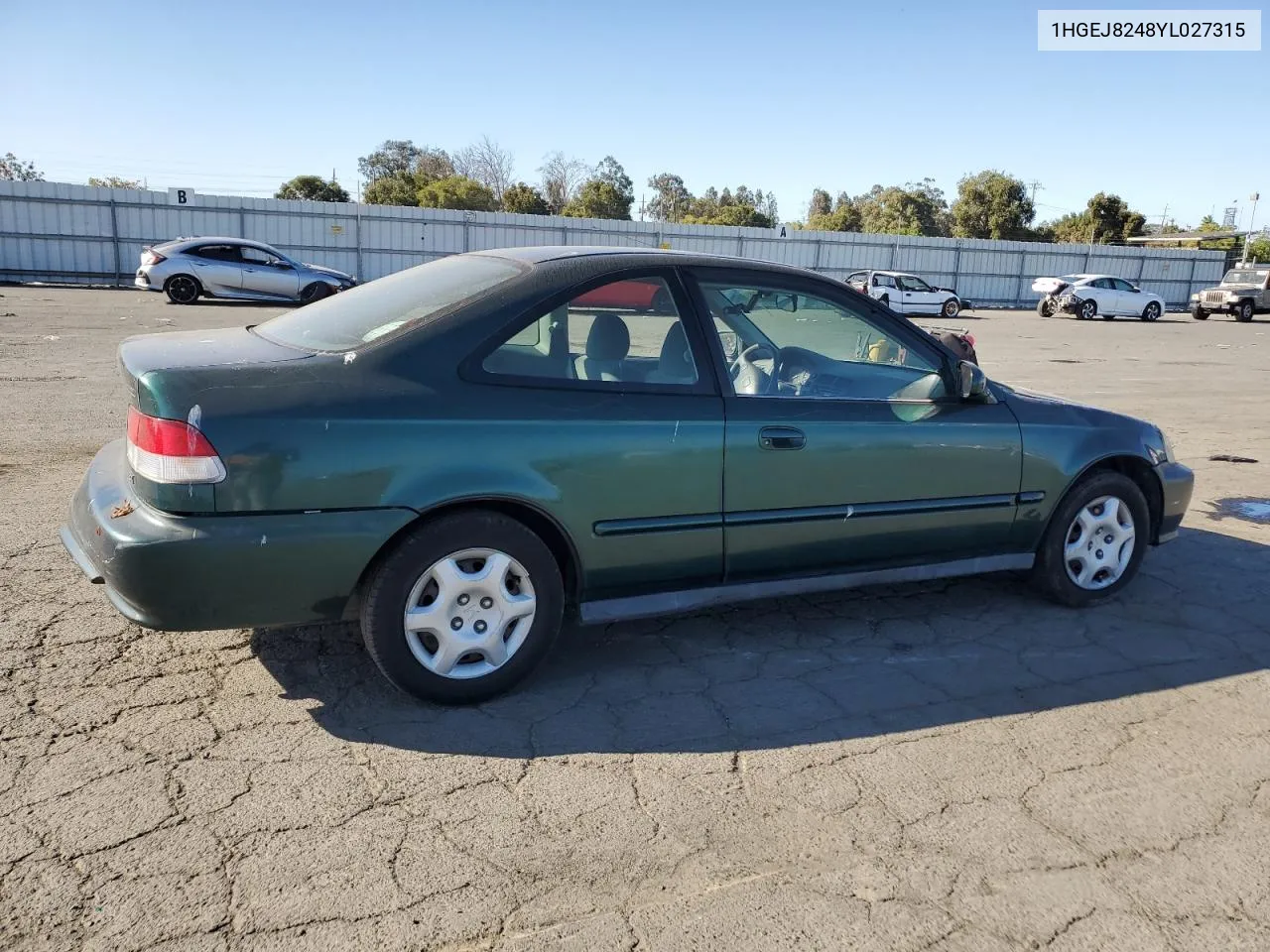 2000 Honda Civic Ex VIN: 1HGEJ8248YL027315 Lot: 71460524