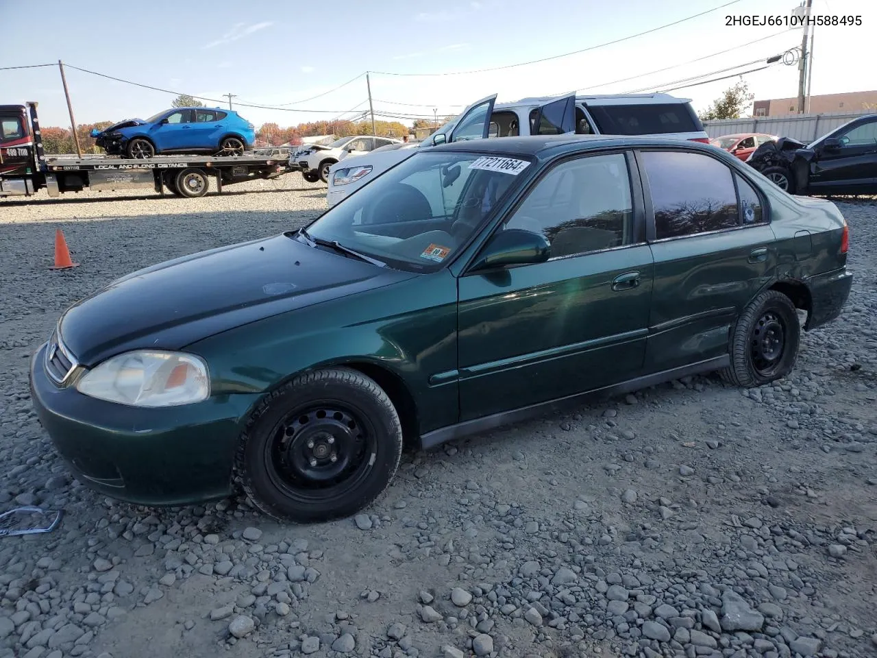 2000 Honda Civic Base VIN: 2HGEJ6610YH588495 Lot: 77211664