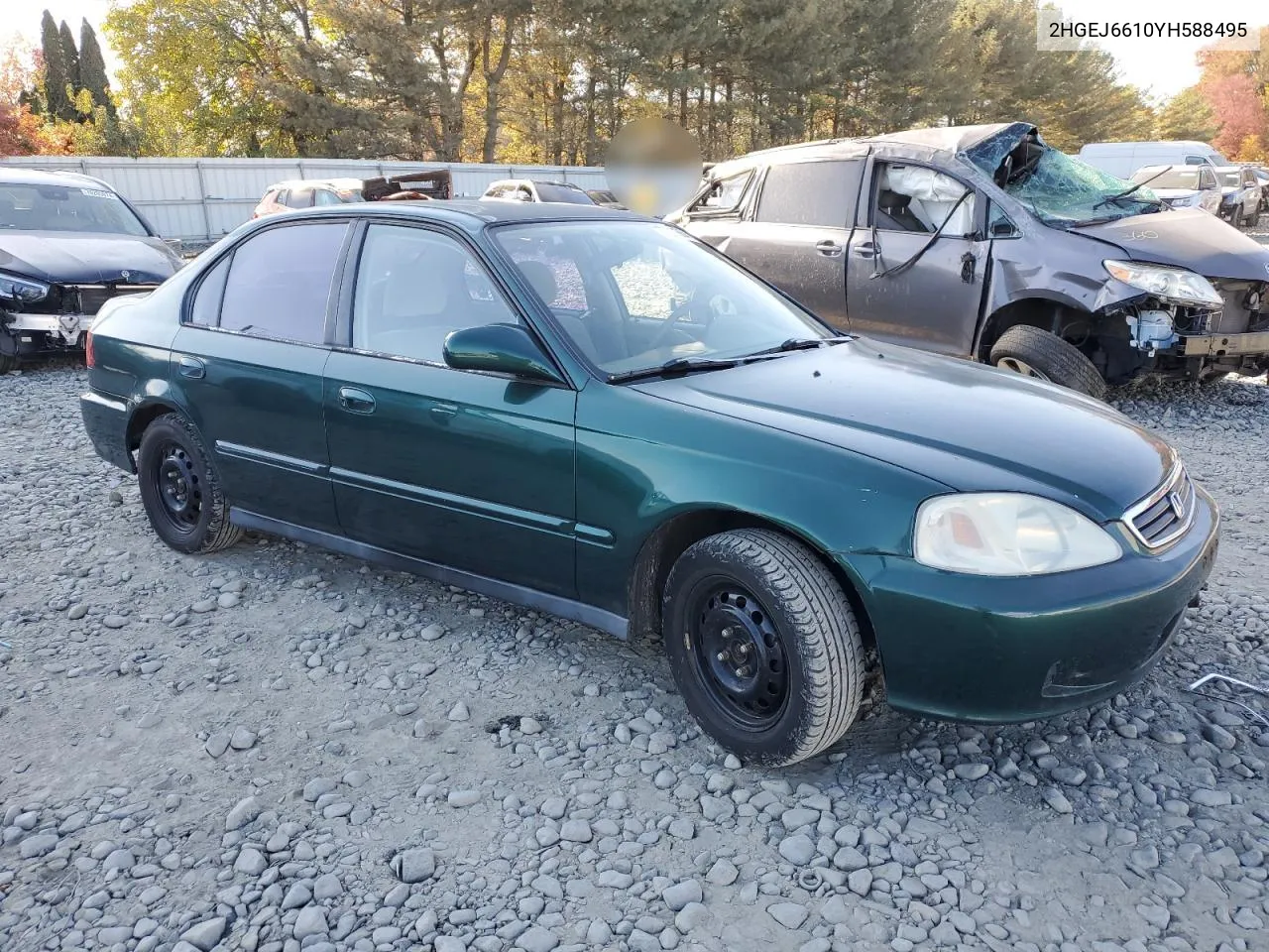 2000 Honda Civic Base VIN: 2HGEJ6610YH588495 Lot: 77211664