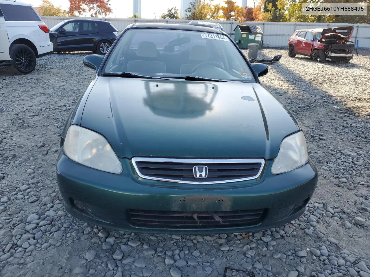 2000 Honda Civic Base VIN: 2HGEJ6610YH588495 Lot: 77211664