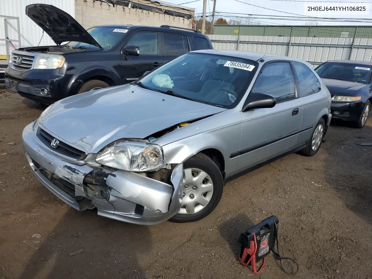 2000 Honda Civic Dx VIN: 2HGEJ6441YH106825 Lot: 78835594