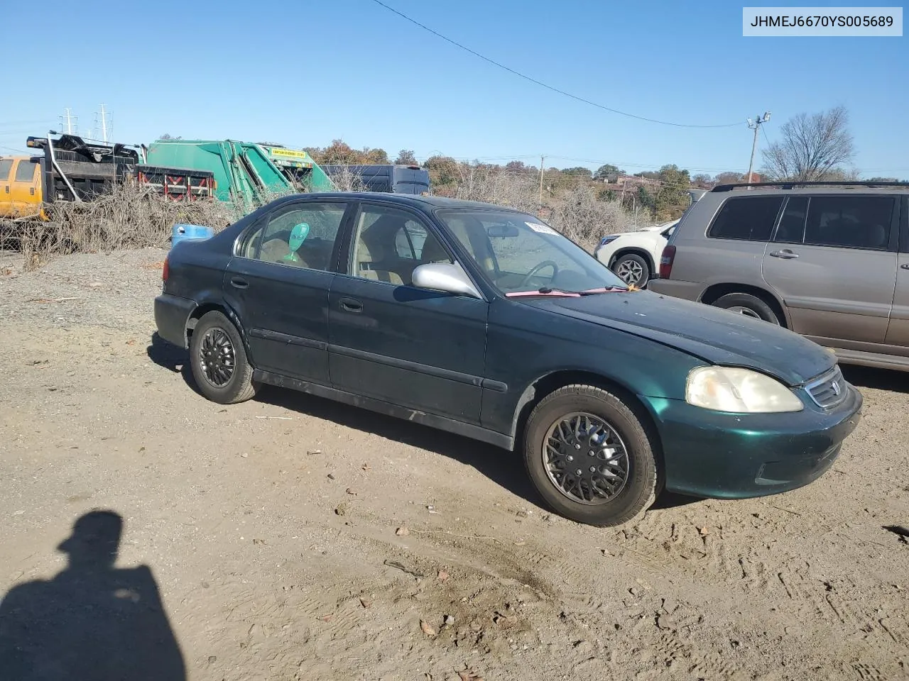 2000 Honda Civic Lx VIN: JHMEJ6670YS005689 Lot: 79180114